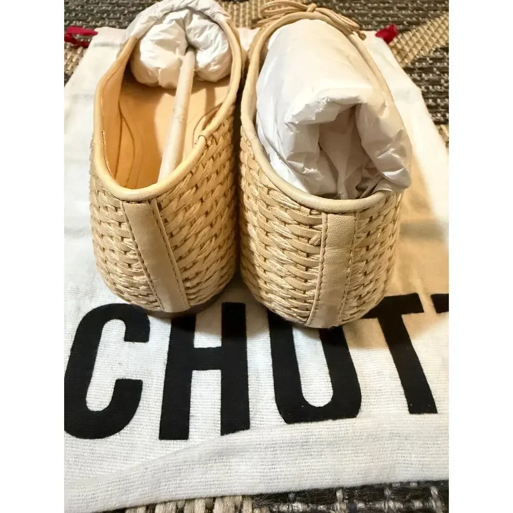 Schutz Arissa Woven Straw Bow Flats Womens Size 11B
